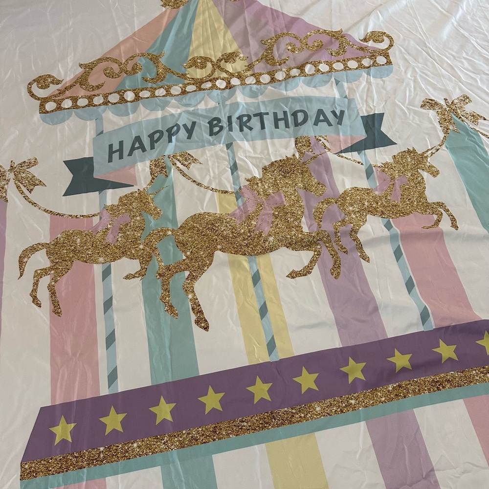 Colorful Carousel Birthday Backdrop - Picture 3 of 4